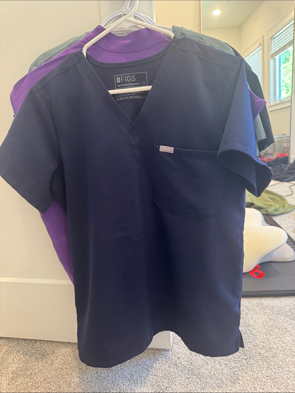 Figs Navy Catarina Scrub Top with Chest Pocket